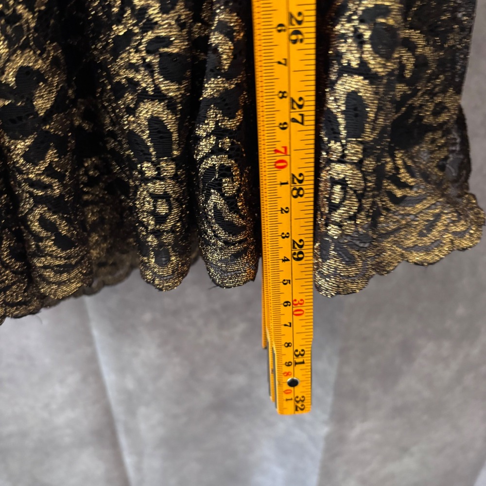 Jill Stuart Sweetheart Strapless Black Gold Lace Cocktail Dress Women 6 - Picture 11 of 14